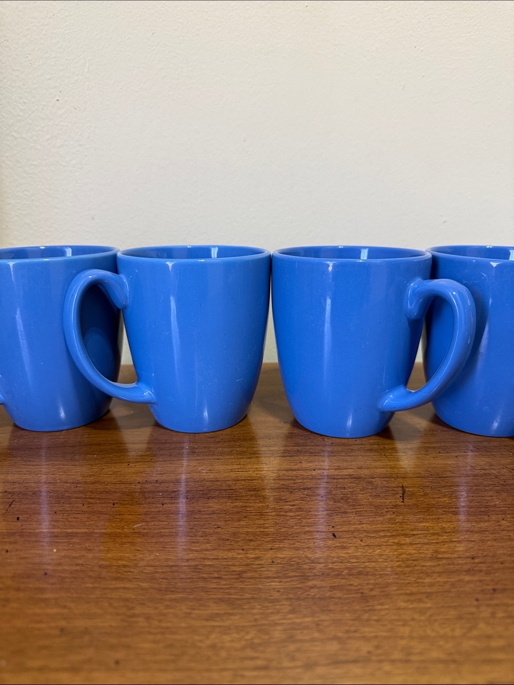 Corelle Bright Blue Ceramic Mugs - Set of 4